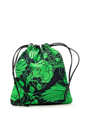 Miu Miu Pre-Owned 2010-2026 Canvas Floral Botanical Print Drawstring Pouch clutch bag - Black