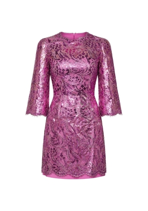 Dolce & Gabbana floral-lace mini dress - Pink