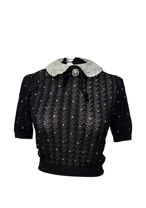 Alessandra Rich 2020s crystal-embellished knitted top - Black