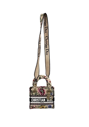 Christian Dior Pre-Owned 2022 Mini Embroidered Canvas Petites Fleurs Toile De Jouy Lady D Lite satchel - Neutrals