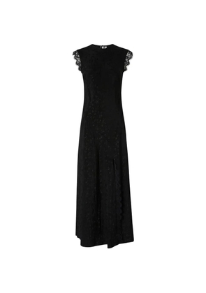 PINKO lace-trim jacquard-pattern midi dress - Black