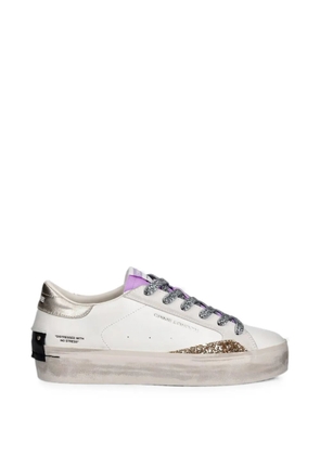 Crime London Distressed Platform glitter-detail sneakers - White