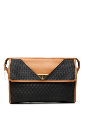 Saint Laurent Pre-Owned 2000-2010 Leather Trimmed Coated Canvas clutch bag - Black