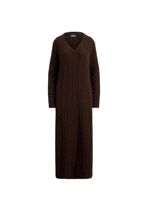 Polo Ralph Lauren cable-knit V-neck sweater maxi dress - Brown