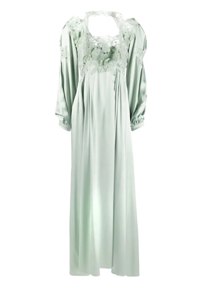 Alberta Ferretti floral lace-detail silk gown - Green