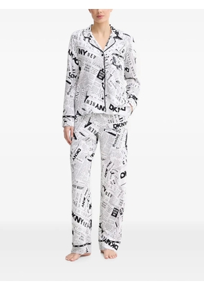 DKNY newspaper-print pajama set - White