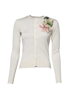 Dolce & Gabbana floral-appliqué sequin-embellished cardigan - Neutrals