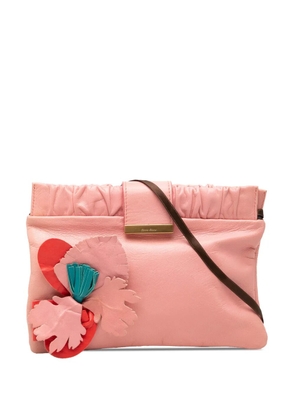 Miu Miu Pre-Owned 2010-2026 Lambskin Flower Applique Clutch with Strap crossbody bag - Pink