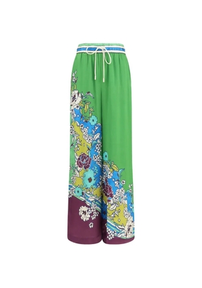 ALEMAIS Nanci floral-print silk trousers - Green