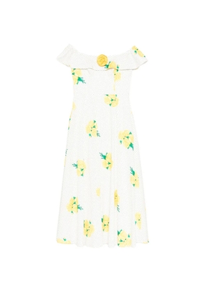 HVN polka-dot floral-print dress - White