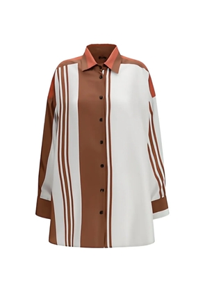 Kiton striped silk shirt - Brown