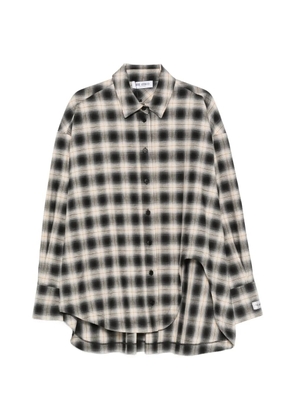 The Attico check-pattern curved-hem shirt - Black