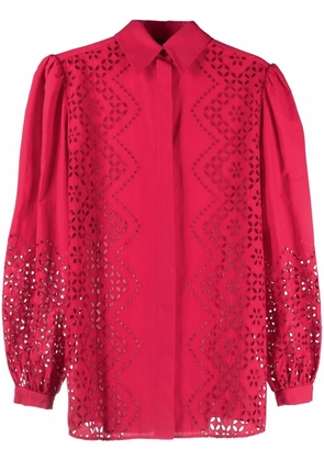 Alberta Ferretti embroidered cotton-blend shirt - Pink