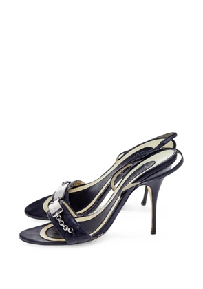 Givenchy Pre-Owned quilted logo-plaque sandals - Black