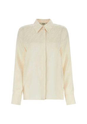 FENDI FF motif silk shirt - White