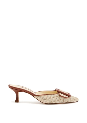 Manolo Blahnik Maysalebi buckle-detail woven pumps - Neutrals