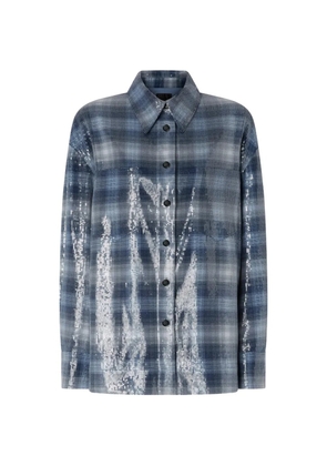 PINKO overshirt with check pattern and sequins - Blue