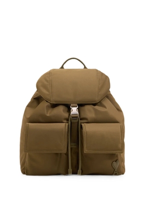 AMI Paris nylon Marcel flap backpack - Green