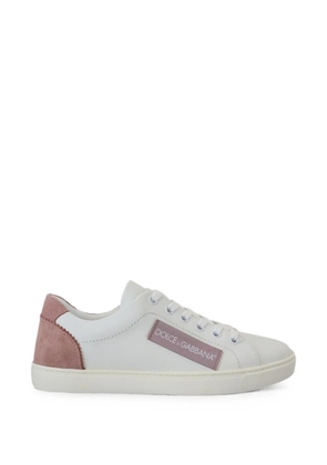 Dolce & Gabbana suede-panelled logo-patch sneakers - White