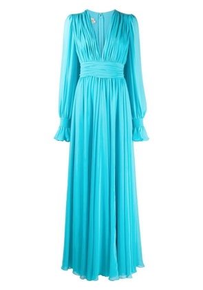Blanca Vita plunging V-neck pleated gown - Blue