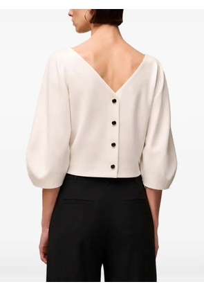 RETORI button-detailed three-quarter sleeve top - Neutrals