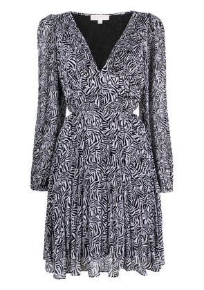 Michael Michael Kors pleated zebra-print mini dress - Black