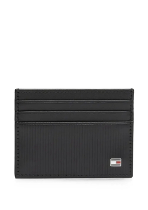 Tommy Hilfiger Flag-plaque ribbed card holder - Black