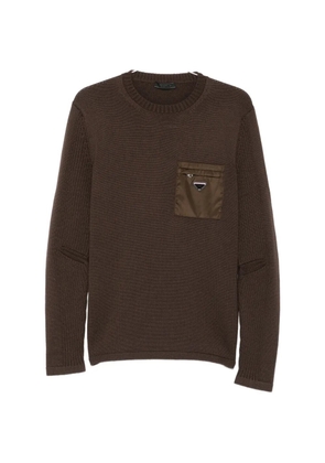 Prada logo-plaque chest-pocket sweater - Brown