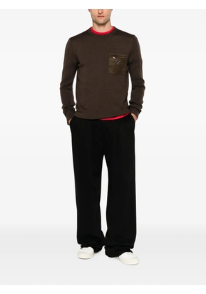 Prada logo-plaque chest-pocket sweater - Brown
