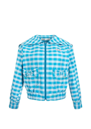 Sandy Liang Farro gingham denim jacket - Blue