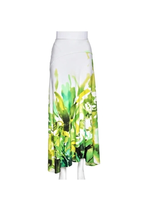 Roberto Cavalli Vintage nature-printed jersey midi skirt - White