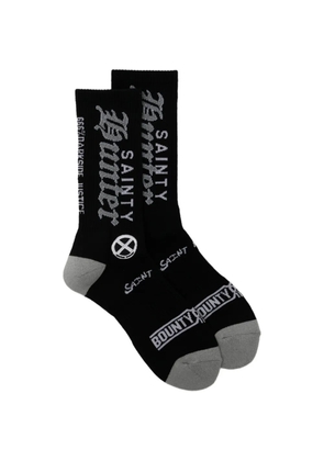 SAINT MXXXXXX logo-print intarsia-knit socks - Black