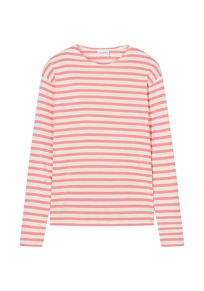 Closed horizontal-stripe long-sleeve T-shirt - Pink