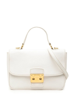 Miu Miu Pre-Owned 2010-2026 Goatskin Madras Push Lock Top Handle satchel - White