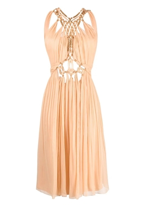 Alberta Ferretti beaded metallic-thread dress - Neutrals