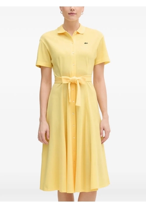 Lacoste logo-patch belted dress - Yellow