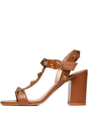 Poche Paris 85mm Lille studded T-bar sandals - Brown
