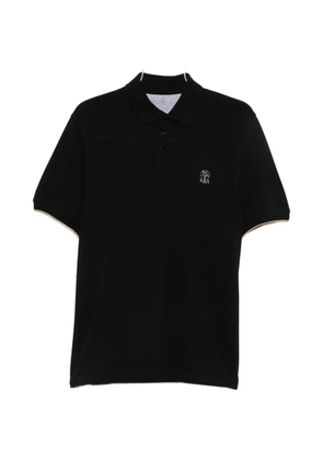Brunello Cucinelli logo-embroidered short-sleeve cotton polo shirt - Black