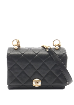 CHANEL Pre-Owned 2019 Mini Quilted Calfskin Pearl CC Accordion Flap crossbody bag - Black