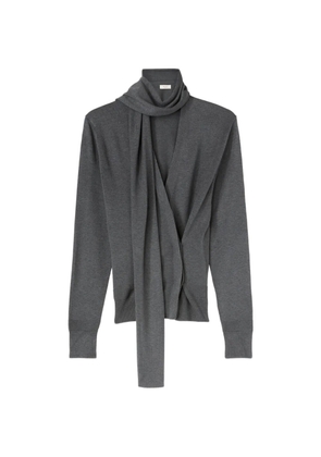 RETORI scarf-detail silk cardigan - Grey