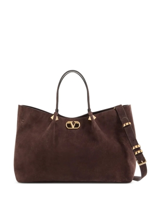 Valentino Garavani large shopping bag in soft suede - Brown
