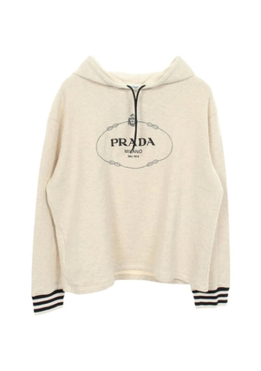 Prada Pre-Owned 2010s logo-embroidered hoodie - Neutrals