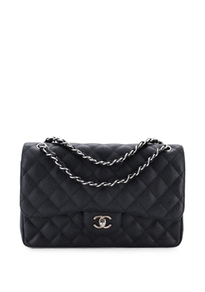 CHANEL Pre-Owned Classic Double Flap Bag Quilted Caviar Jumbo shoulder bag - Black