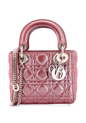 Christian Dior Pre-Owned Lady Dior Chain Bag Cannage Quilt Iridescent Leather Mini satchel - Pink