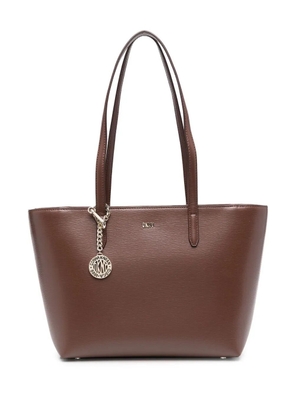 DKNY logo-plaque leather tote bag - Brown