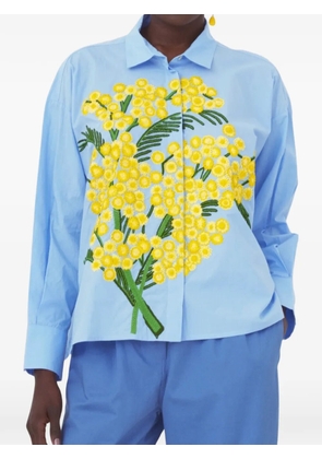 mii The Greta floral-embroidered shirt - Blue