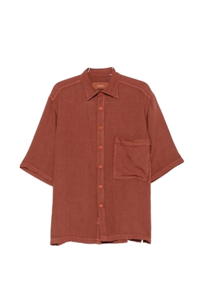 InLinum frayed-edge chest-pocket shirt - Red