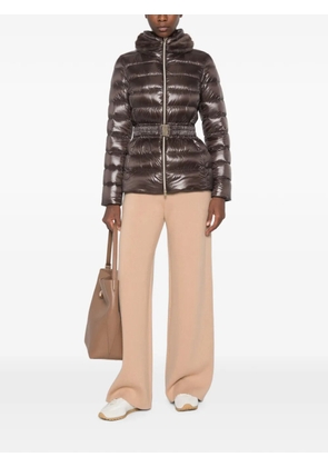 Herno belted faux-fur collar jacket - Brown