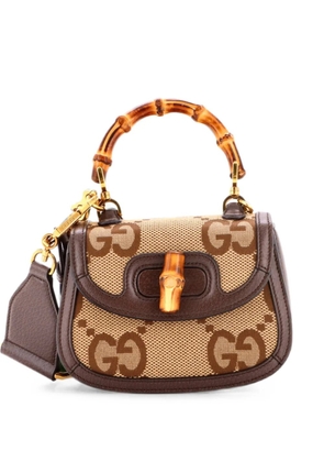 Gucci Pre-Owned Bamboo 1947 Top Handle Bag Jumbo GG Canvas Mini crossbody bag - Brown