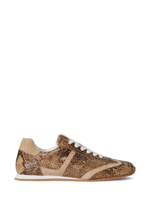 Lauren Ralph Lauren Dani python-embossed leather sneakers - Brown